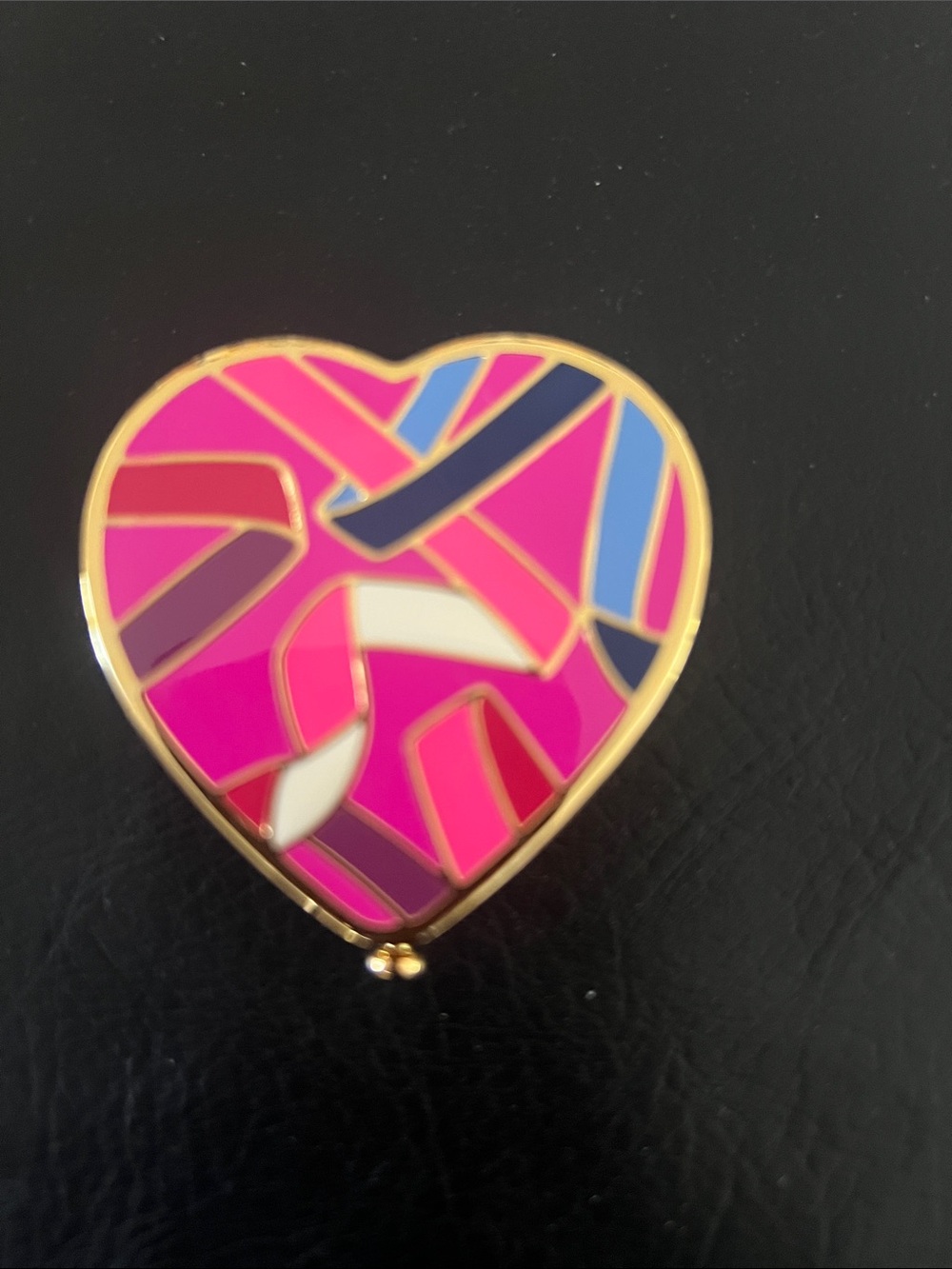 Estee Lauder Heart Compact Mirror in Pink, Blue & Gold - Picture 4 of 7